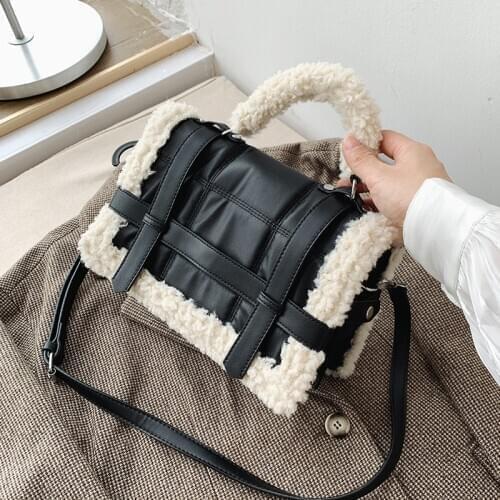 Fashion Lamb Wool Ladies Shoulder Bag Luxury Leather Women Crossbody Bag Fashionable Purses and Handbags Casual Messenger Bags