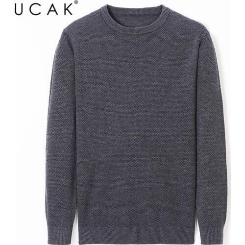 UCAK Brand Men Sweaters 2020 Tops Fashion Casual Solid Color Sweaters Man Clothes Streetwear O-Neck Pullover Men Clothing U1060