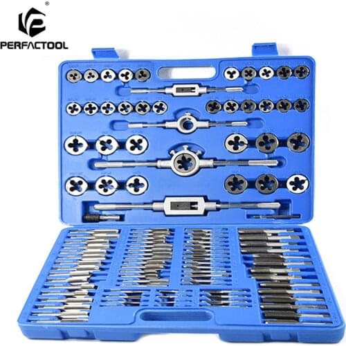 110 PCS imperial die tap set with tap holder and thread dies handle and T-shaped tap wrench