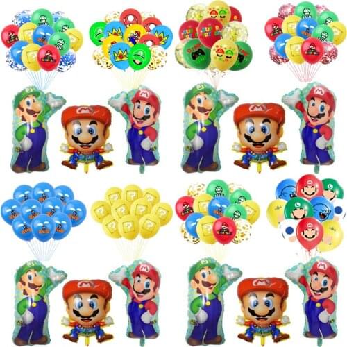 Super Mary Mario Balloon set Cartoons Aluminum film balloon Birthday party birthday present Boy girl decoration kids toys