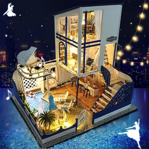 Miniature Doll House Kits Mini Dollhouse with Furniture Home Decor Ornament Wooden House Dollhouse Kit Gifts
