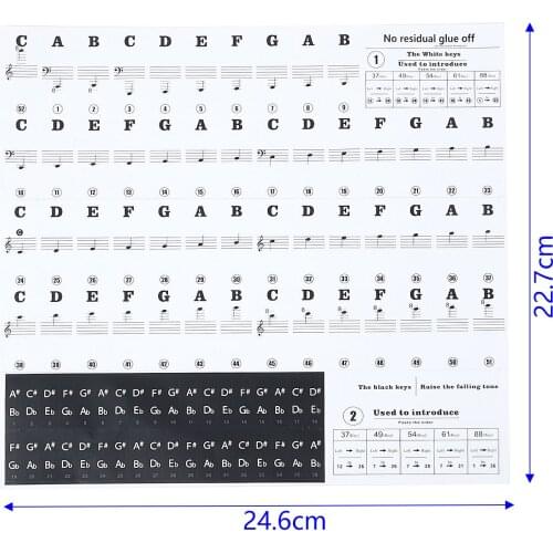 Transparent Piano Keyboard Sticker 88/61/54/49 Key Electronic Keyboard Piano Sticker Music Keyboard Piano Education Note Sticker
