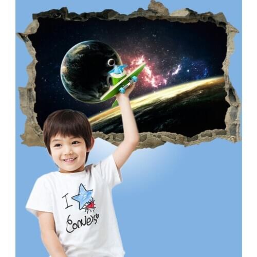 Wall Paste 3D Star Universe Series Broken Wall Stickers Mural Decals Christmas New Year Living Room Bedroom Decoration Paintings