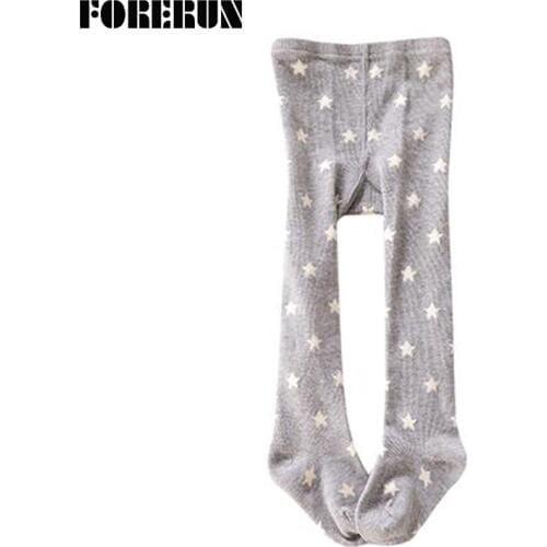 2018 New Baby Tights Stars Printed Stockings for Baby Girls Autumn Warm Cotton Knitted Pantyhose Leg Warmer Two Colors