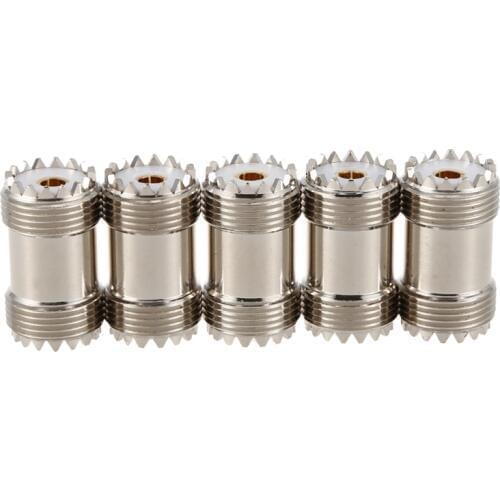 New 5-Pack PL-259 UHF Female to UHF Female Coax Cable Adapter S0-239 UHF Double Female Connector Plug,silver