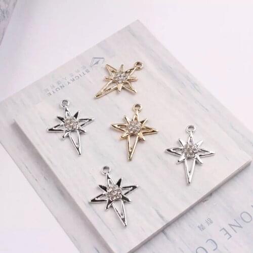 2019 New 10pcs Fashion Charms Enamels Alloy Rhinestone Cross flower Pendant DIY Earring Clothing Hair Brooch Jewelry Accessories