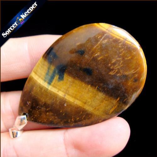 Natural Blue Tiger Eye Stone Pendants Charms Jewelry DIY Necklace Beads for Man / Leather Chain & Flannel Bags as a gift RS080
