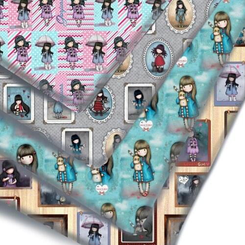 Half Yard Polyester Cotton Fabric Cartoon Girls Print Fabric For Tissue Kids Home Textile DIY Crafts Supplier