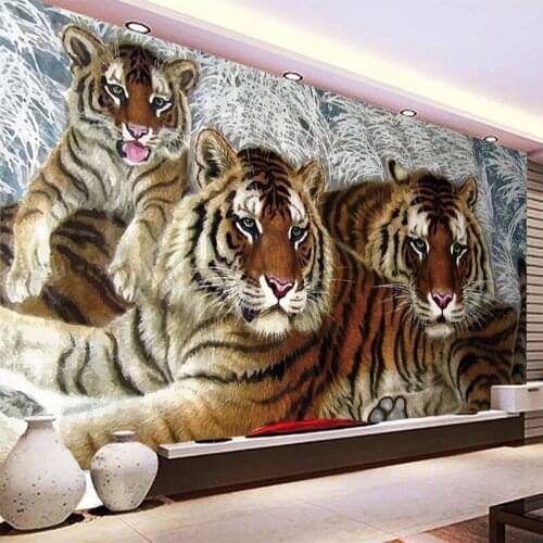 Custom Any Size Mural Wallpaper 3D Tiger Animal Fresco Living Room Bedroom Study Classic Home Decor Papel De Parede 3D Wallpaper