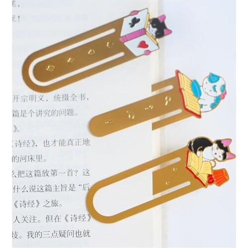 Cartoon Cat Bookmark Metal Creative Book Holder Photo Ticket Document Holder Paper Clip School Office Supplies Childrens Gifts