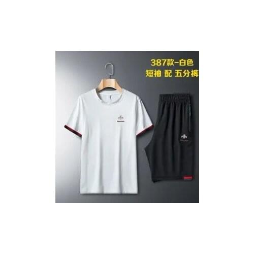 2021 sports Outfits mens summer tide brand embroidered short sleeve trousers two-piece casual large size sportswear set