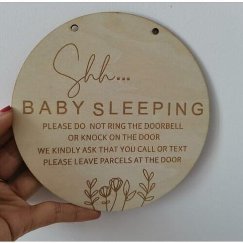 2pcs Baby Son Daughter Bedroom Sleeping Plaque Do Not Disturb Door Sign New Born Christening Gift Shhh Baby Sleeping Sign