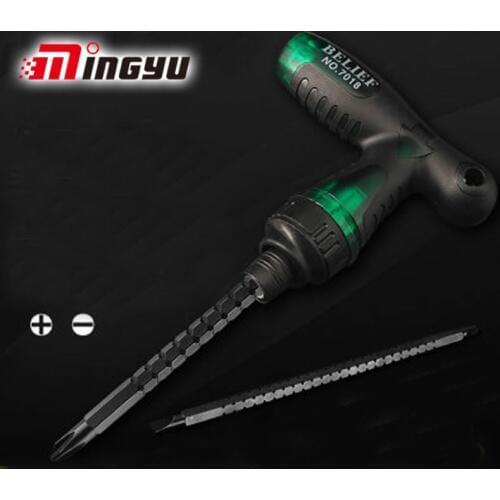1pc Telescopic Slotted Phillips Screwdriver Set Extension Double Head T Shape Handle Ratchet Wrench Socket Repair Hand Tools