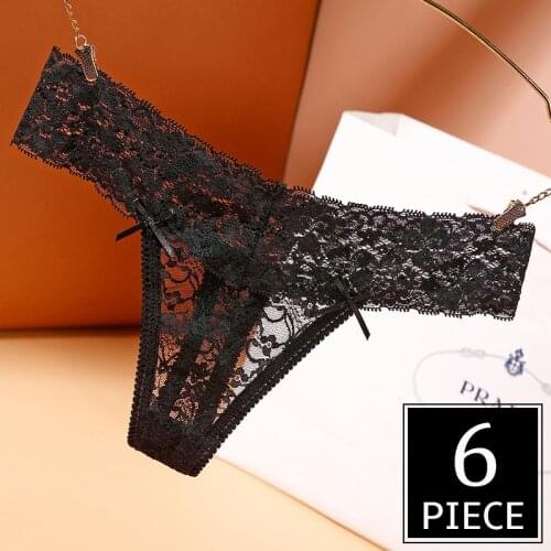 6pcs/lot Womens Panties Sexy Sensual Underwear G-String Thong Lace Lingerie T-Back Briefs Underpants Tempting Intimates