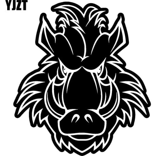YJZT 12.7CM*14.2CM An Interesting Wild Boar Head Vinyl Car Sticker High Quality Decal Black Silver C13-000650