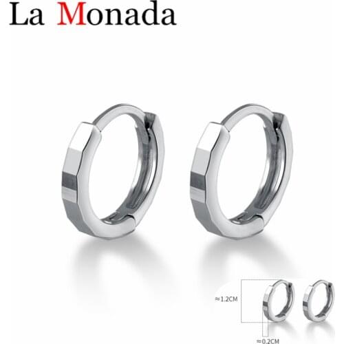Geometric Section Round Hoop Earrings For Women Silver 925 Ear Bones Fine Jewelry Minimalist 925 Sterling Silver