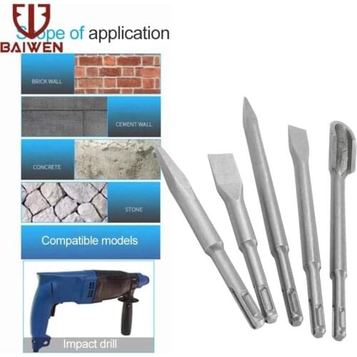 1/5Pcs Electric Hammer Drill Bits SDS Plus Point Groove Gouge Flat Chisels Rotary Hammer Bits Wall Concrete Drilling Tools