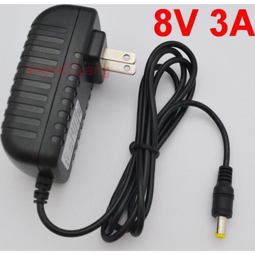 1PCS 8V 3A High quality IC solutions DC 8V 3A Switch power supply, 24W LED power adapter,US plug 5.5mm x 2.1mm-2.5mm
