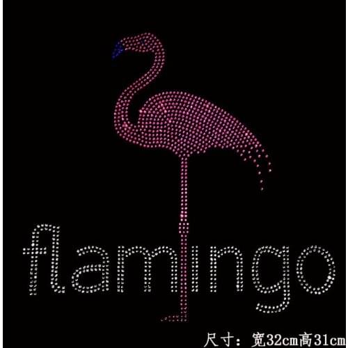10piece/lot !Flamingo bird hotfix rhinestones, heat transfer design iron on motifs,rhinestone for garment,T-shirt