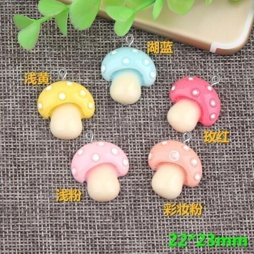 10pcs 22X23MM DIY Resin spotted mushroom charms flatback kawaii cabochon sticker resin craft jewelry making ornament decoration