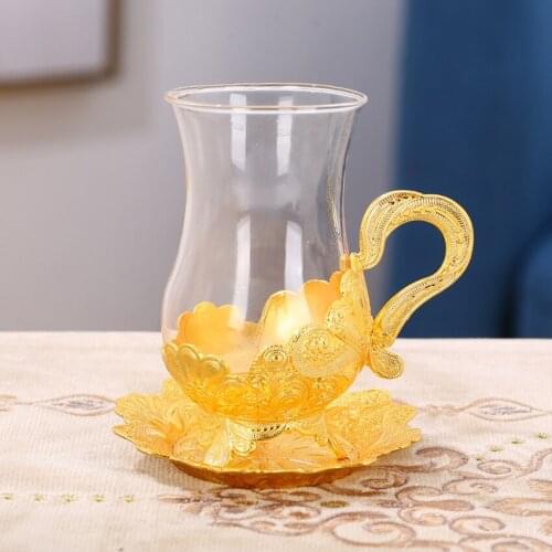 150ML Tea Cup with Saucers Holder, Glass Coffee Mug Handmade Rose Flower Tea Cup for Valentine’s Day, Birthday, Christmas Gift