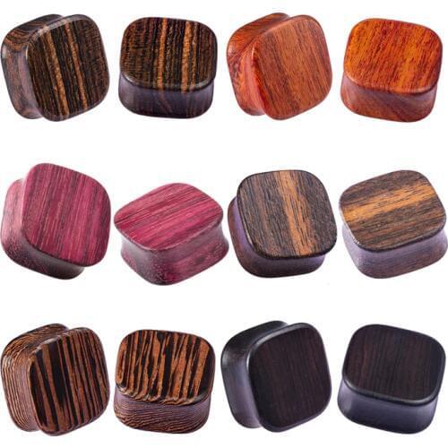 2PCS New Wood Ear Plugs Gauges Earrings Women Men Ear Plug Flesh Tunnel Piercing Expander Ear Stretcher Body Piercing Jewelry