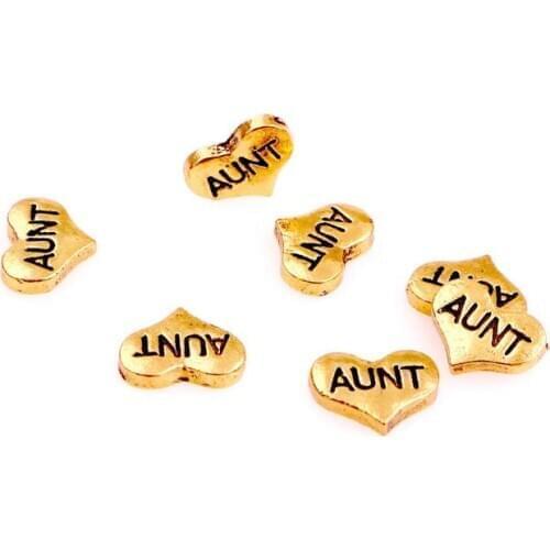 20 , 50)PCS/lot Golden Aunt Heart Floating Locket Charms Fit For Memory Magnetic Locket Pendant Jewelrys Making