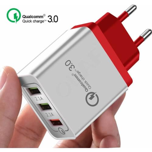 20 PCS QC3.0 3 Ports Quick Charger EU/US Plug USB Wall Charger Fast Charger For iPhone XS