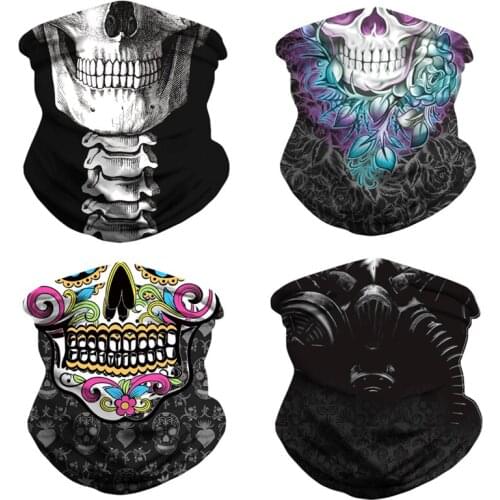 3D Seamless Cycling Skull Face Mask Neck Buffs Motorcycle UV Headband Hiking Scarf Face Shield Bandana Headband Men Ski Mask