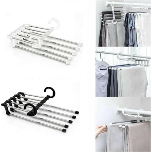 5 In 1 Wardrobe Hanger Multi-functional Clothes Hangers Pants Stainless Steel Magic Wardrobe Clothing Hangers for Organizer