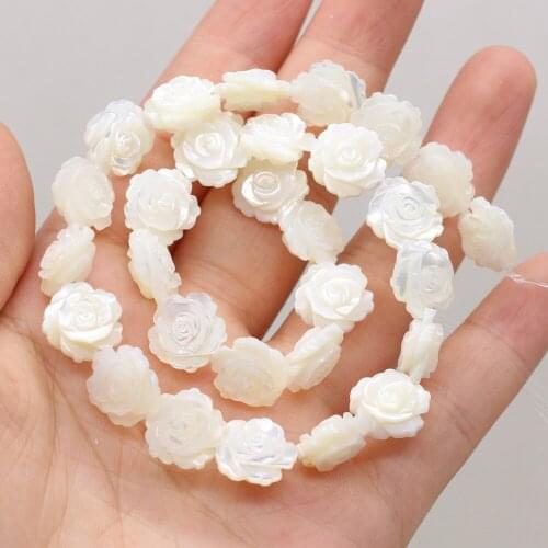 High-Quality Beads Natural White Sea Shell Rose Flower-Shaped Spacer Beads for Jewelry Making Necklace Bracelet Accessories