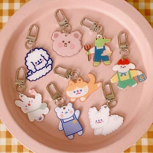 New Kawaii Animal Keychain For Airpods Earphone Case Cute Bear Charms For Samsung/Xiaomi/Huawei Earphone Cover Accessories