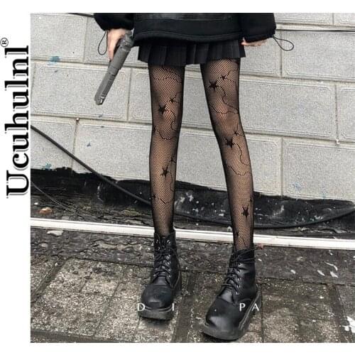 Sexy High Quality Flocking Tights Female Sexy France Fashion Gauze Letters Black Transparent Fish Net Pantyhose Womens Stockings