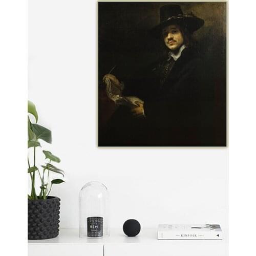 Citon《Portrait of a Young Artist》Rembrandt Canvas Art Oil Painting Artwork Poster Picture Wall Background Decor Home Decoration