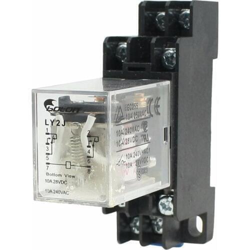 DC 12V Coil Power Relay 10A DPDT LY2J with PTF08A Socket Base
