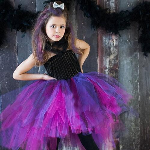 Wild Queen Children Girl Tutu Dress Halloween Girls Dresses Cosplay Costume Little Witch Vampire Pirate Tutu Dress TS088