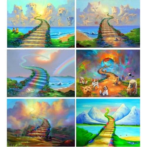 DIY Bridge Rainbow 5D Diamond Painting Full Square/Round Drill Scenic Diamont Embroidery Animal Cross Stitch Home Decor Art Gift