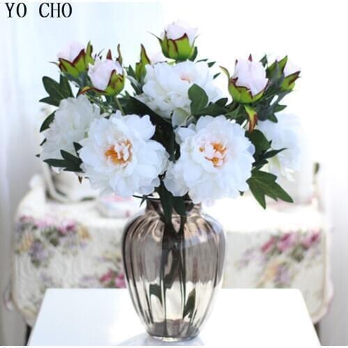 Big 2 Heads Simulation Peonies Flower Branch Silk Peony Artificial Flower Wedding Home Furnishings Decoration Artificial Flowers