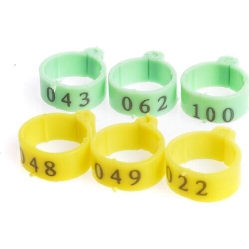 Kom100 Pcs Inner Diameter 1.6cm Plastic Open Type Buckle Chicken Duck Goose 5 Colors Digital Foot Ring Poultry Farming Equipment
