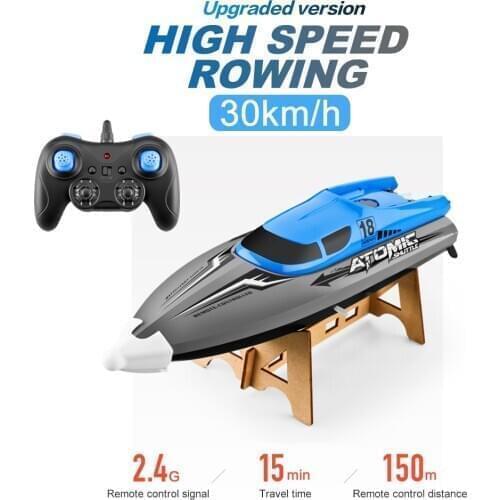 RC Boat 2.4GHz 4 Channel 370 motor RC Racing Boat with 30KM/H High Speed IPV7 waterproof Remote Control Boat for Kids Adults