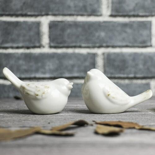 Lovely Ceramic Birds Nordic Style White Home Decoration Desktop Ornaments Creative Craft Gift Landscape Figurines Animal DHLL01