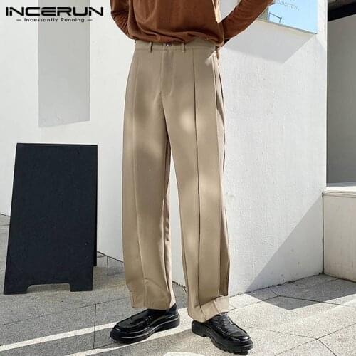 Fashion Men Pants Joggers Button Loose Korean Solid Color Casual Trousers Men 2021 Streetwear Leisure Pantalones INCERUN S-5XL