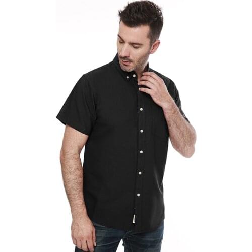 Mens Oxford 100 Cotton Short Sleeve Button Down Casual Comfort Solid Color Dress Shirts For Men