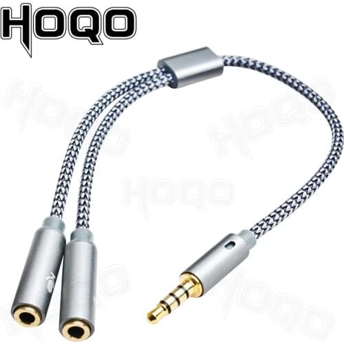 Braided Nylon jack Splitter of Stereo Audio 1 in 2 out 3.5mm trrs Adapter, Headphones Microphones Cable Adapter Rallonge Jack