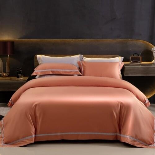 Solid Color Yellow Orange Duvet Cover Premium Quality 800TC Egyptian Cotton 4Pcs Bedding Set Sateen Weave Breathable Silky Soft
