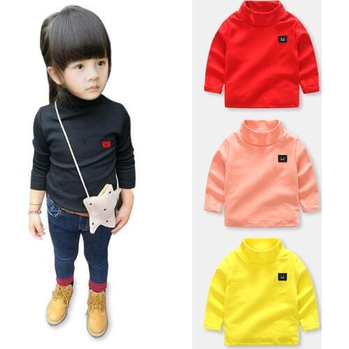 2020 Winter Autumn boys girls turtleneck sweatshirts high-necked Solid color Cotton Bottoming shirt toddler kids clothing