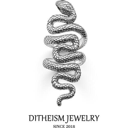 Blackened Long Snake Wedding Bands Rings, 2018 New 925 Sterling Silver Fashion Jewelry Bohemia Party Gift For Women Girls