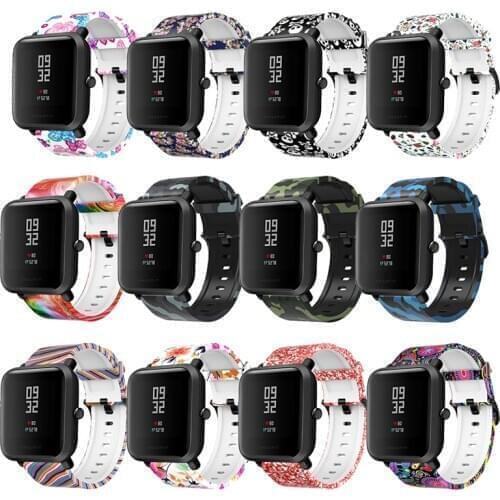 Amazfit Bip Strap 20mm Watch Band Camouflage Silicone varied flowers print 20mm wrist strap For Xiaomi Huami Amazfit Wristband