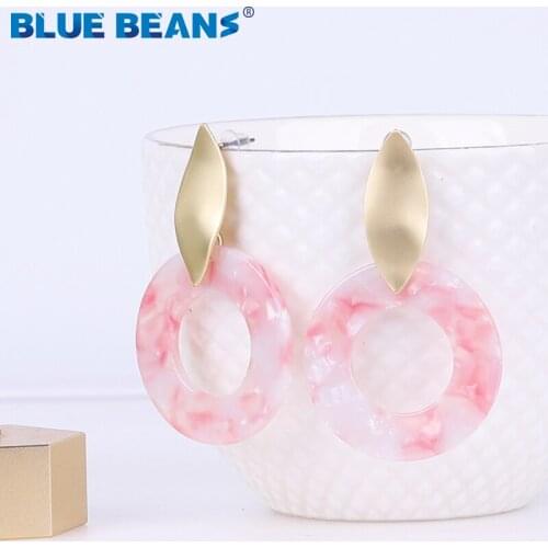BLUE BEANS acrylic pink earrings fashion jewelry drop earrings women cute circle earrings dangle boho earring kpop wholesale cc