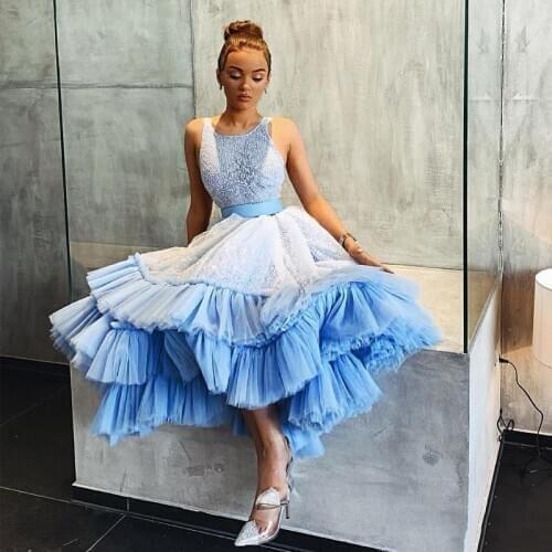 Sevintage Luxury Shinny Glitter Tulle Short Prom Dresses O-Neck Backless Evening Gowns Sleeveless Graduation Dress Plus Size
